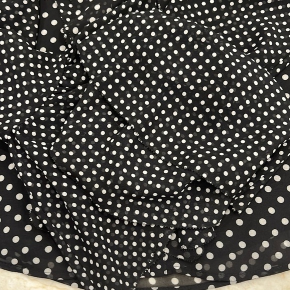 Joie Black White Polka Dot Ruffled “Darek” Blouse Romantic Sheer Sleeves Large - Picture 8 of 14